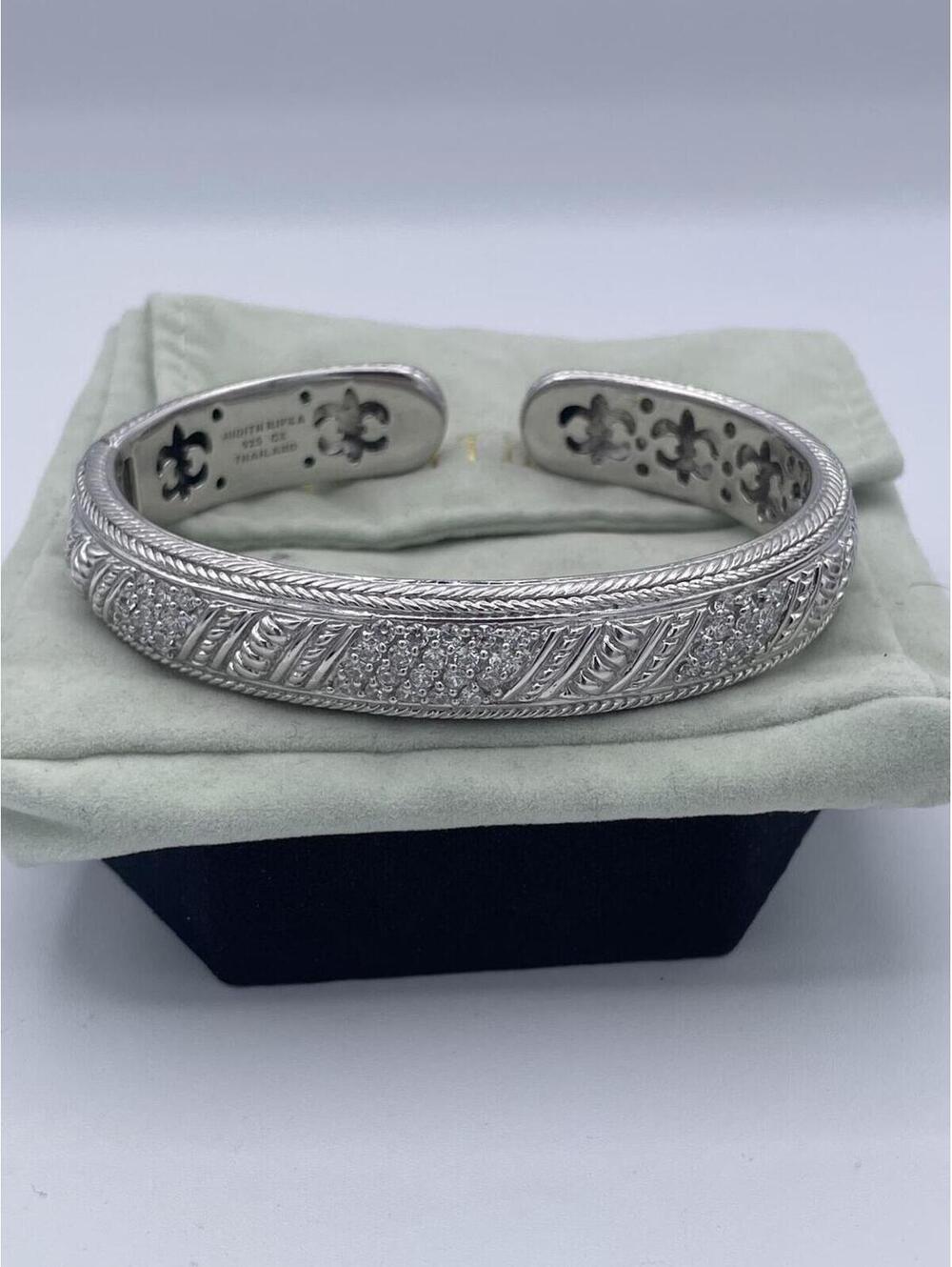 Judith Ripka Sterling Silver Cuff Bracelet 925 CZ Thailand Heavy 55.9grams